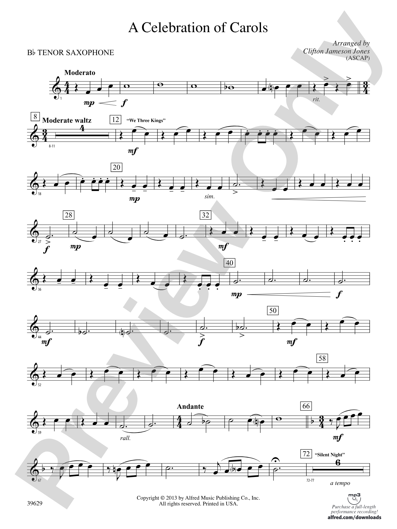 A Celebration of Carols: B-flat Tenor Saxophone