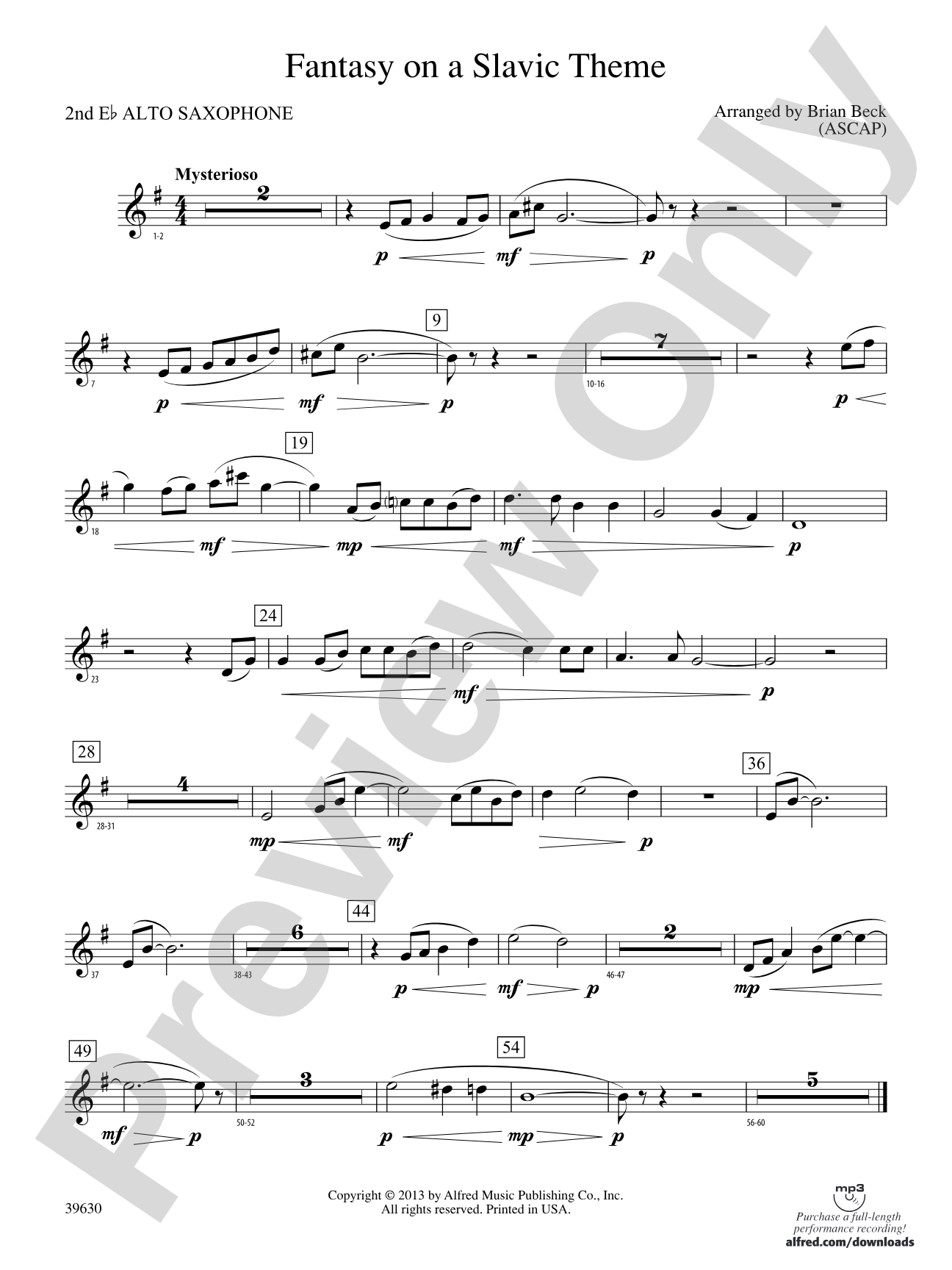 Fantasy on a Slavic Theme: 2nd E-flat Alto Saxophone