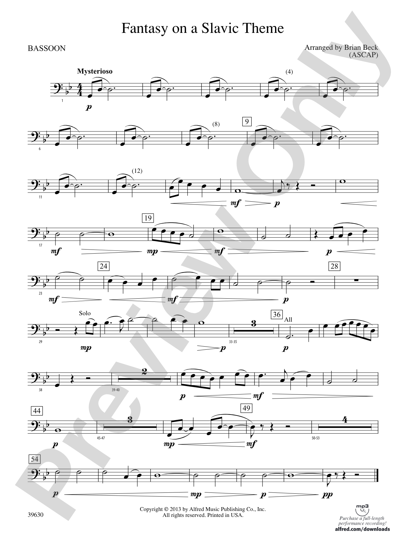 Fantasy on a Slavic Theme: Bassoon