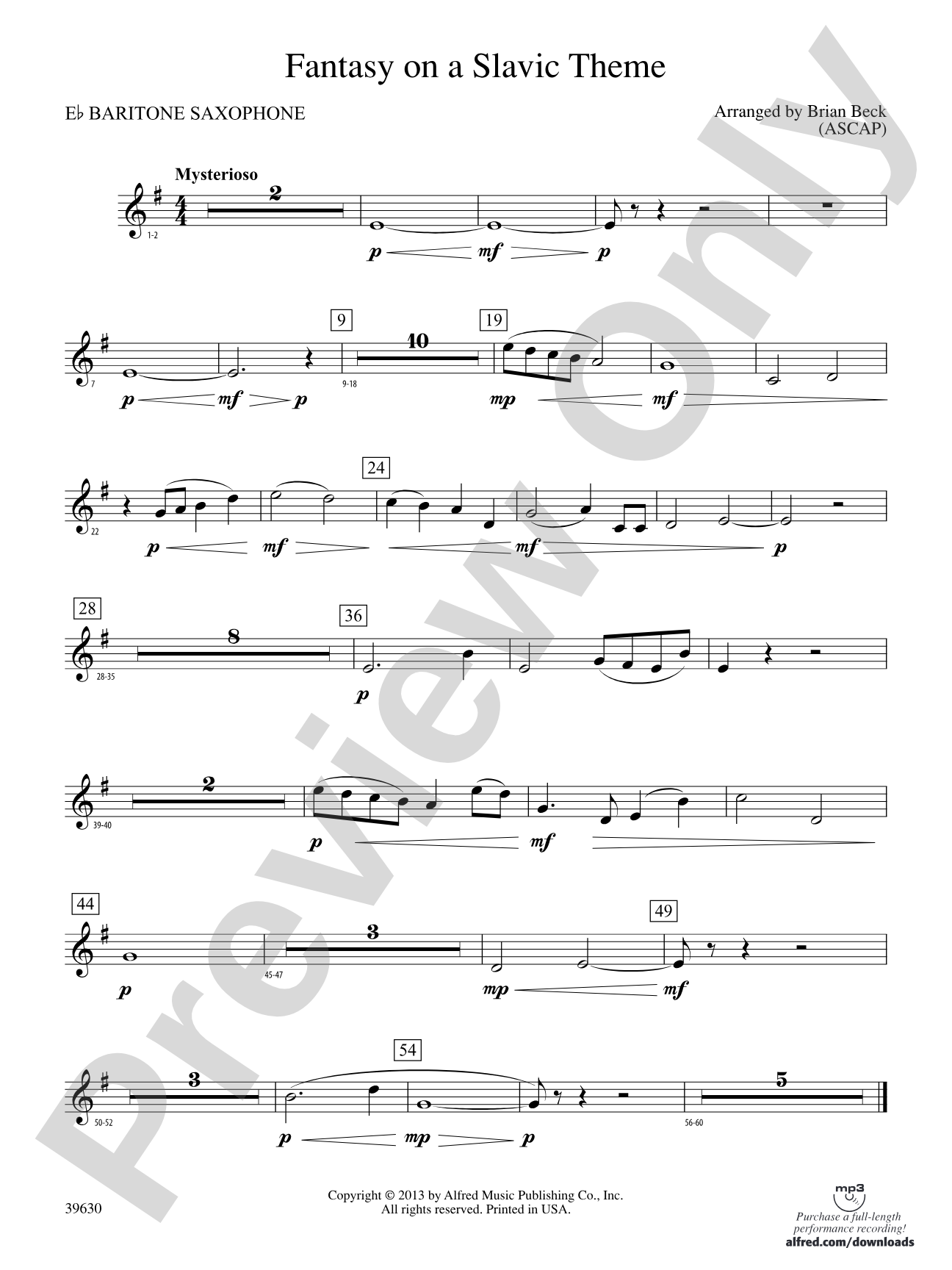 Fantasy on a Slavic Theme: E-flat Baritone Saxophone