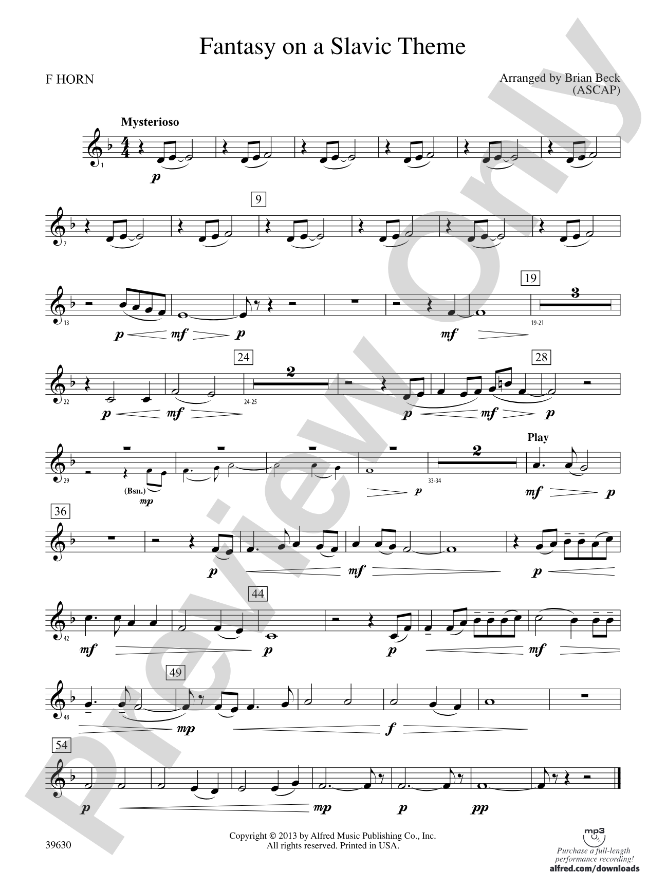Fantasy on a Slavic Theme: 1st F Horn