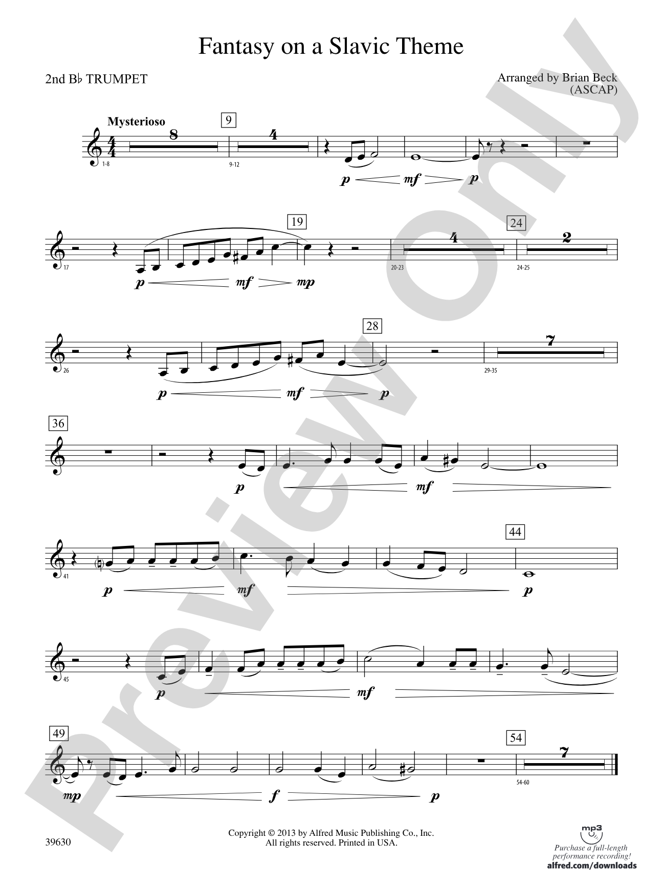 Fantasy on a Slavic Theme: 2nd B-flat Trumpet
