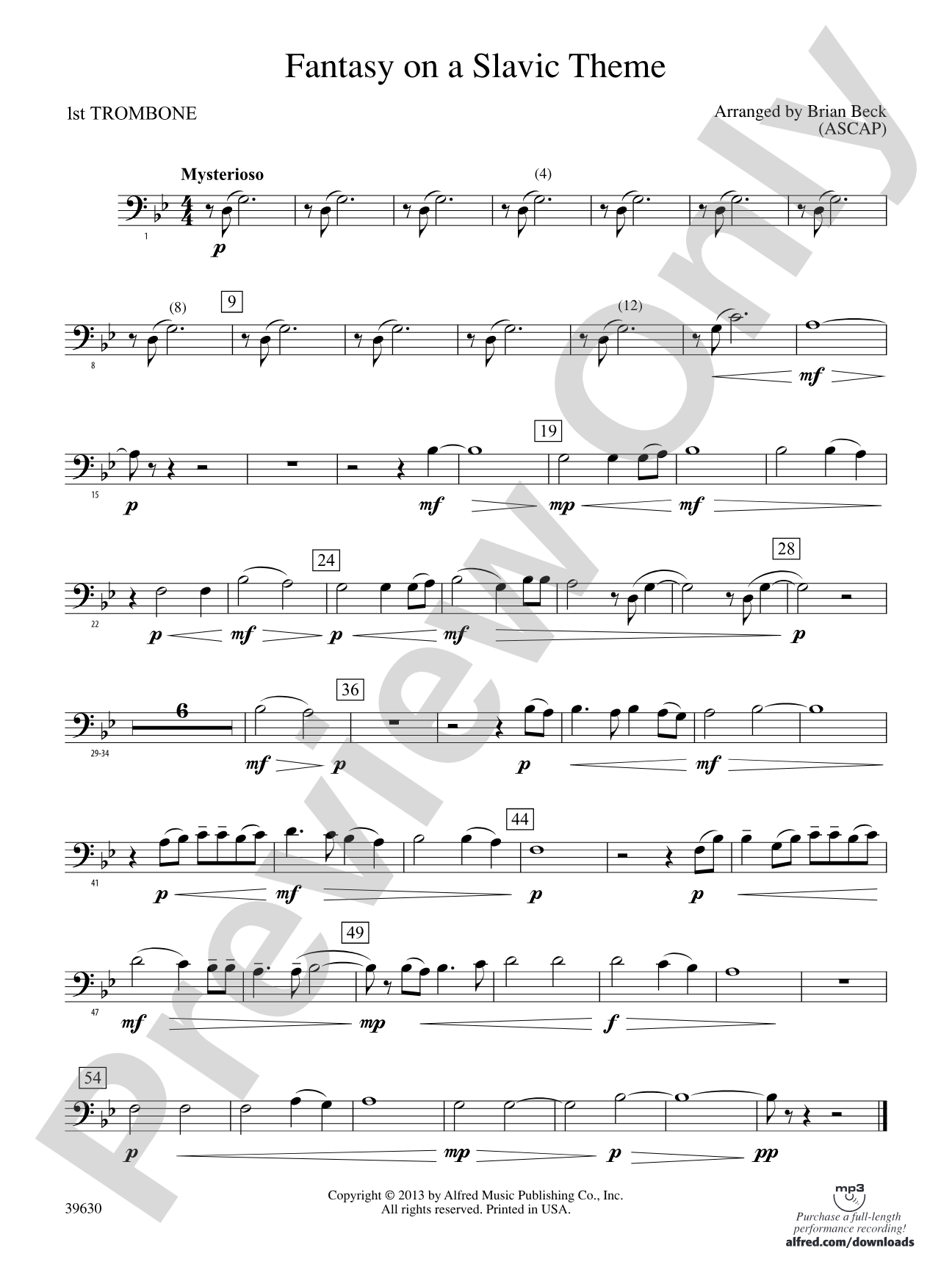 Fantasy on a Slavic Theme: 1st Trombone