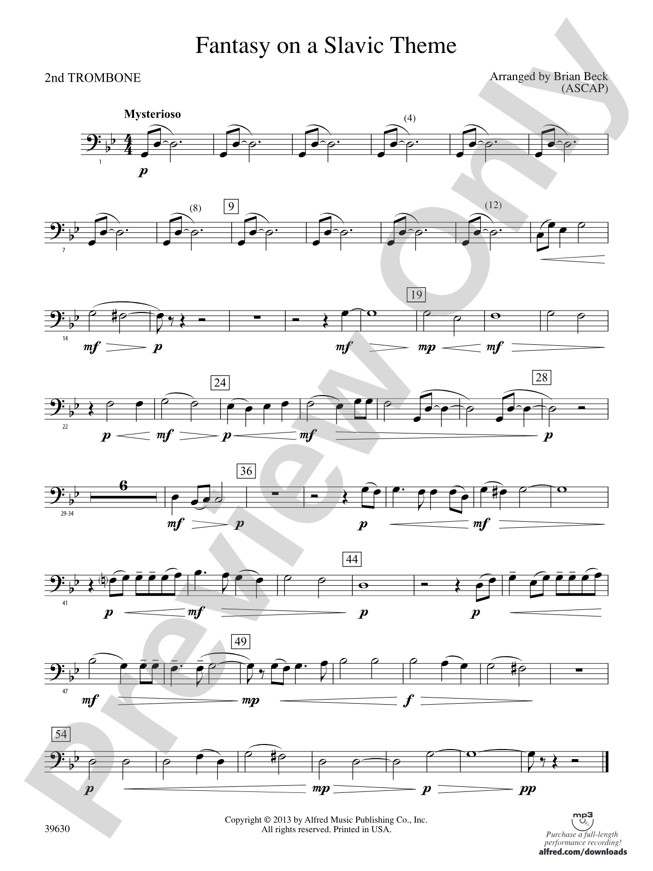 Fantasy on a Slavic Theme: 2nd Trombone