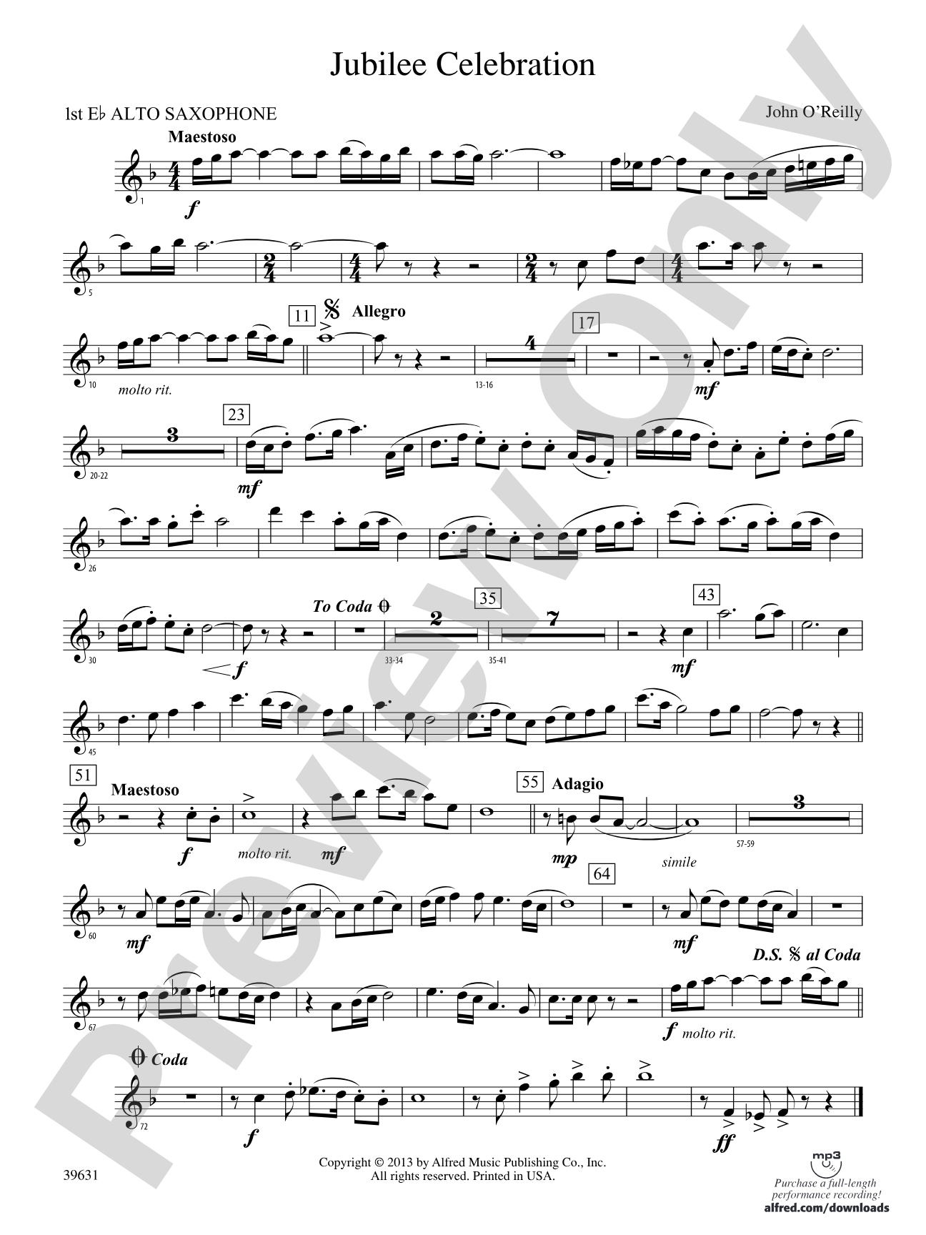 Jubilee Celebration: E-flat Alto Saxophone