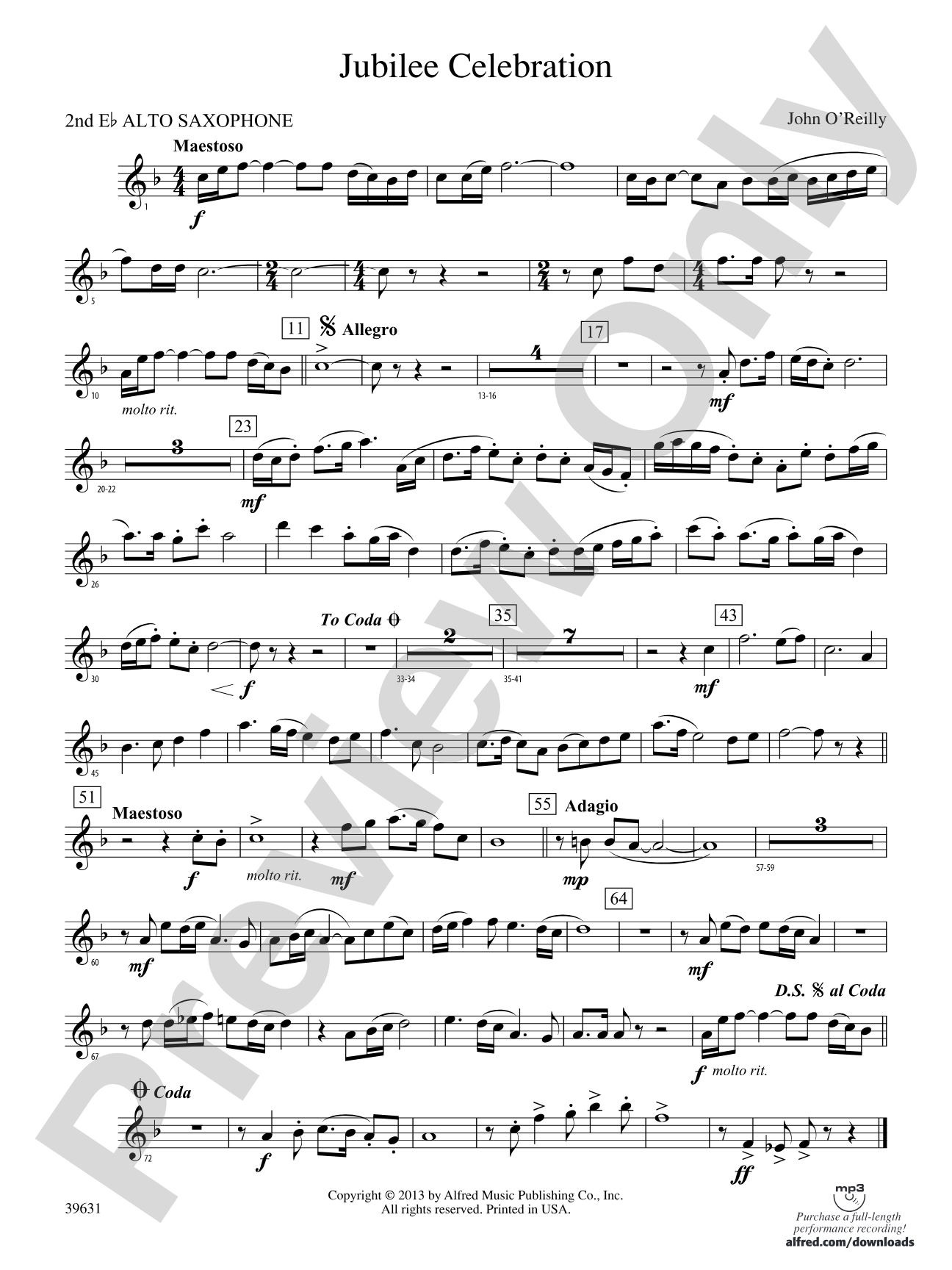 Jubilee Celebration: 2nd E-flat Alto Saxophone