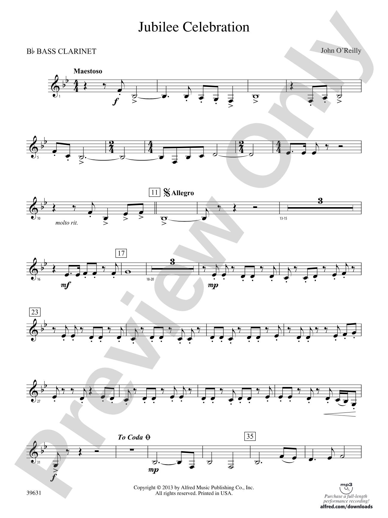 Jubilee Celebration: B-flat Bass Clarinet