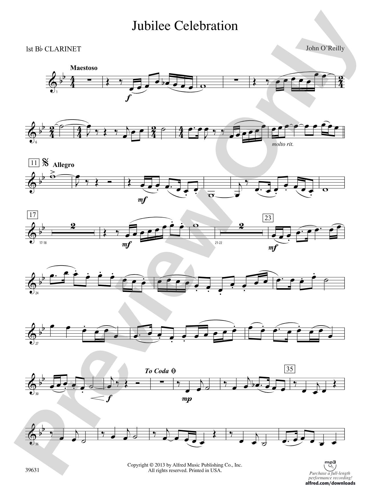 Jubilee Celebration: 1st B-flat Clarinet