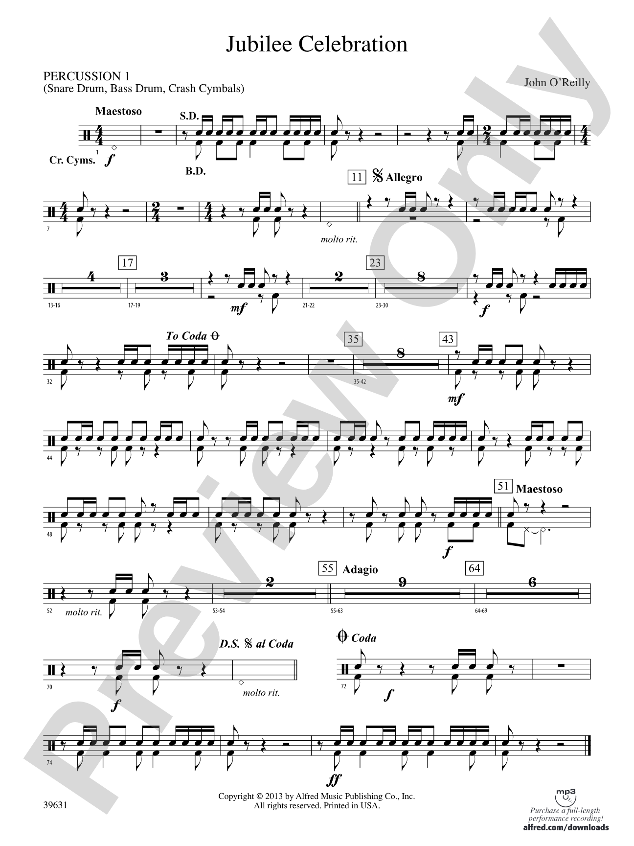 Jubilee Celebration: 1st Percussion