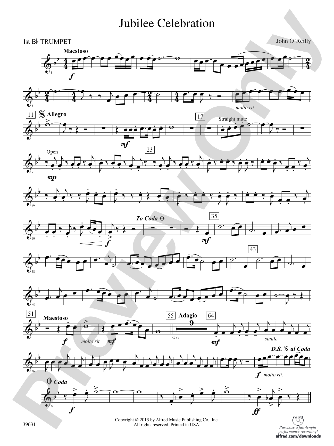 Jubilee Celebration: 1st B-flat Trumpet