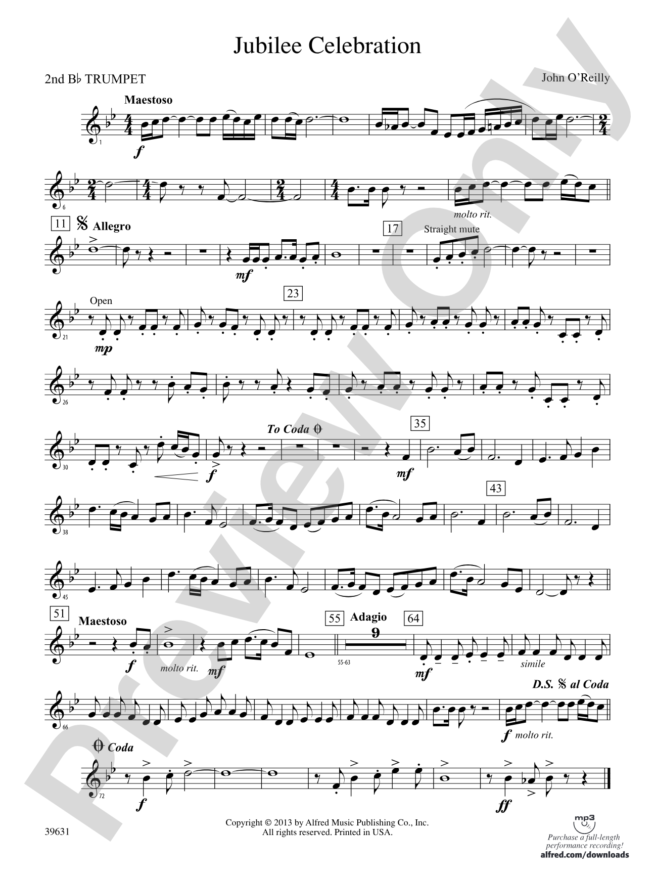 Jubilee Celebration: 2nd B-flat Trumpet