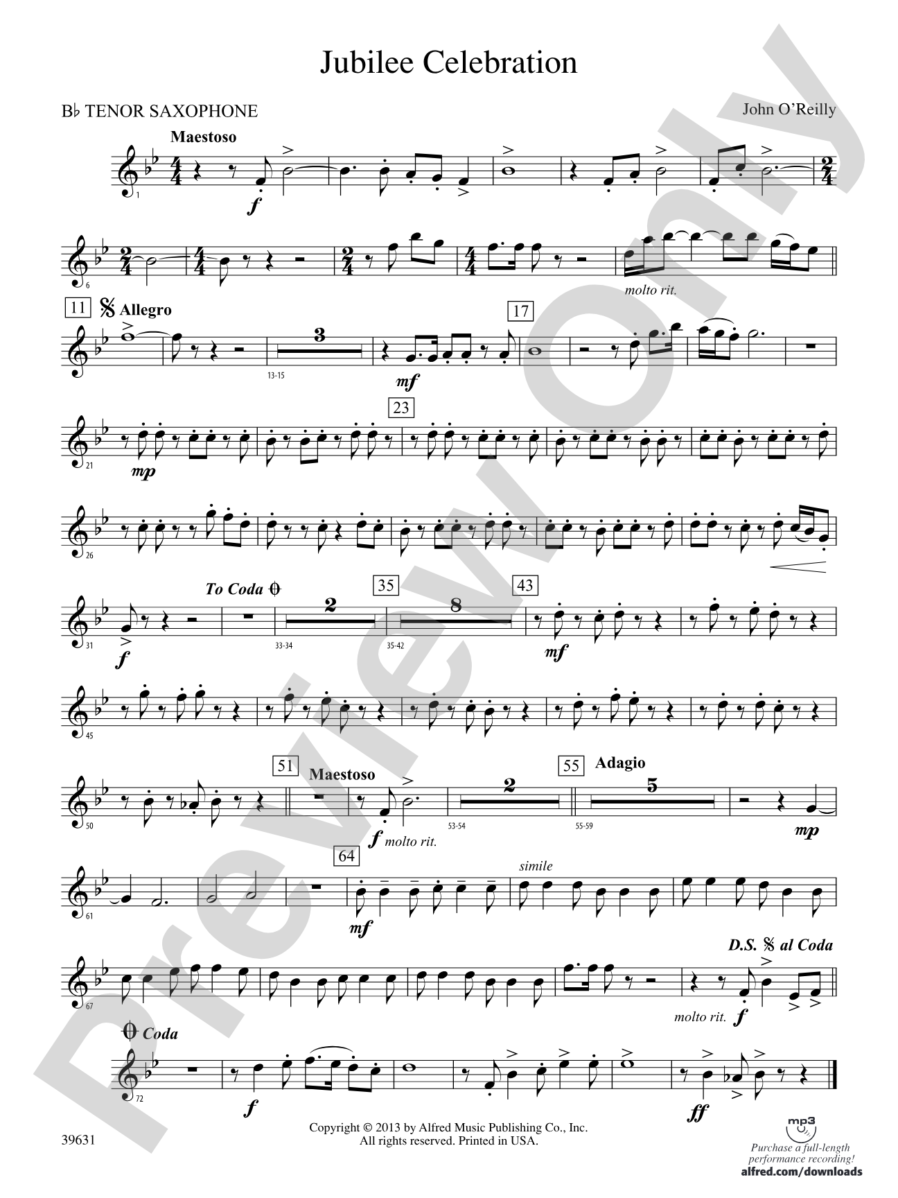 Jubilee Celebration: B-flat Tenor Saxophone