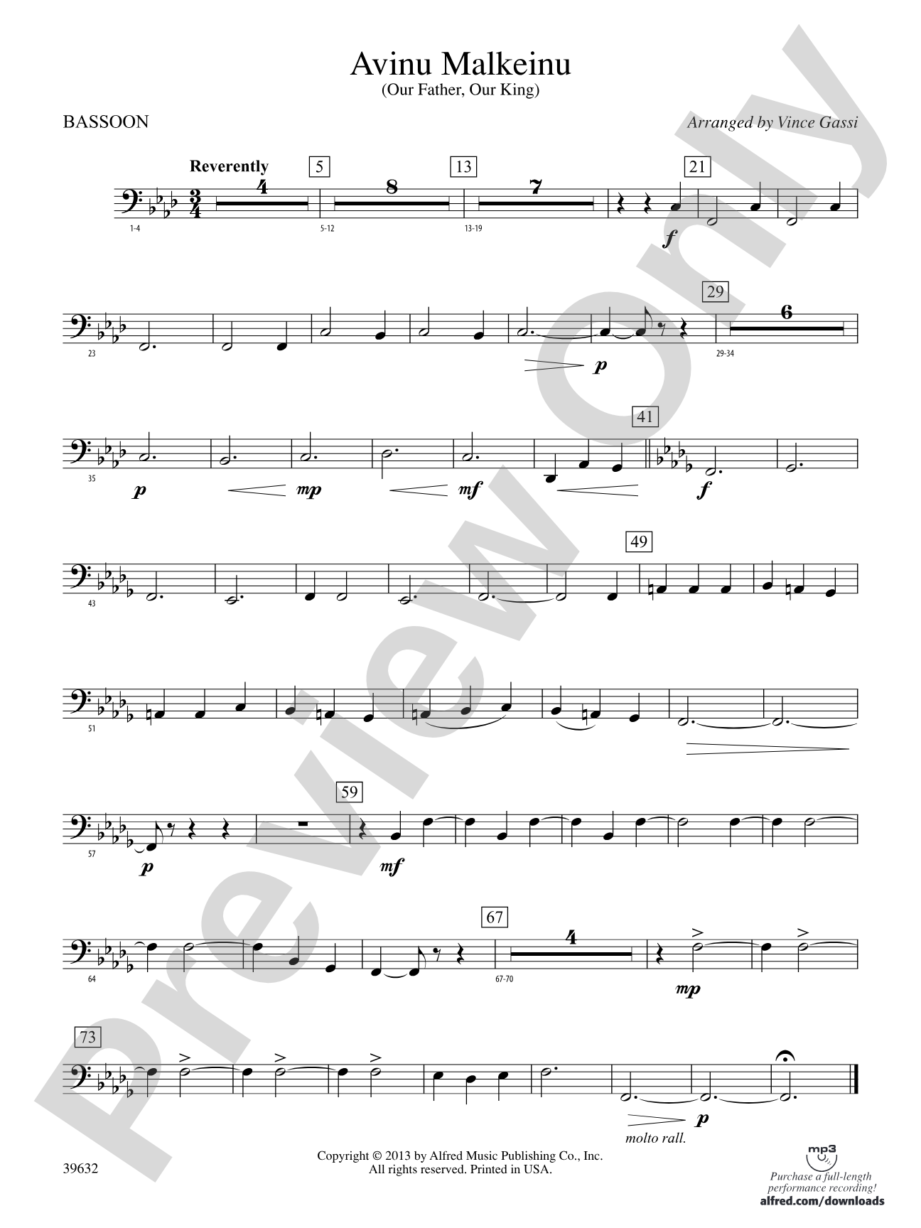 Avinu Malkeinu: Bassoon