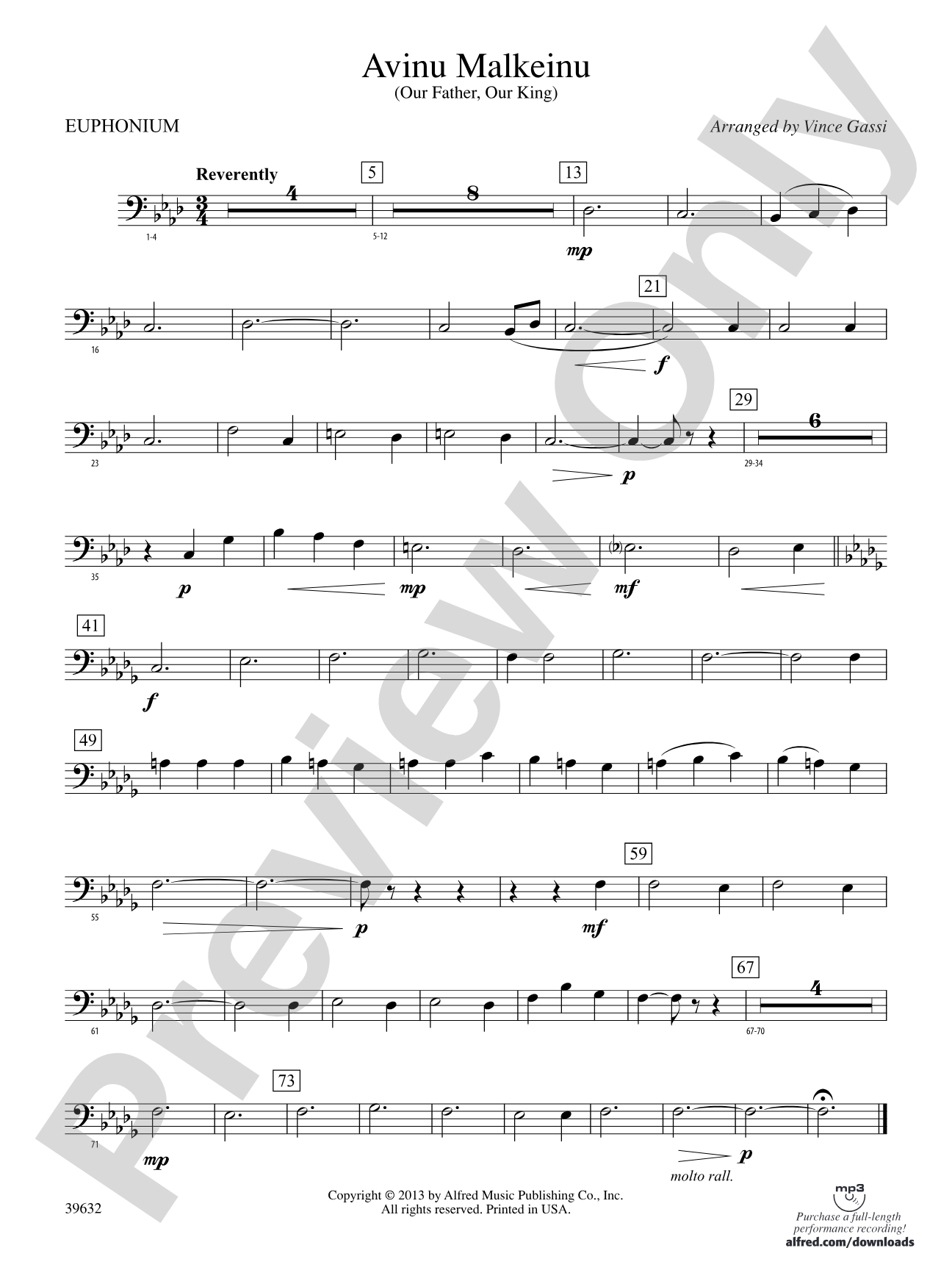 Avinu Malkeinu: Baritone B.C.