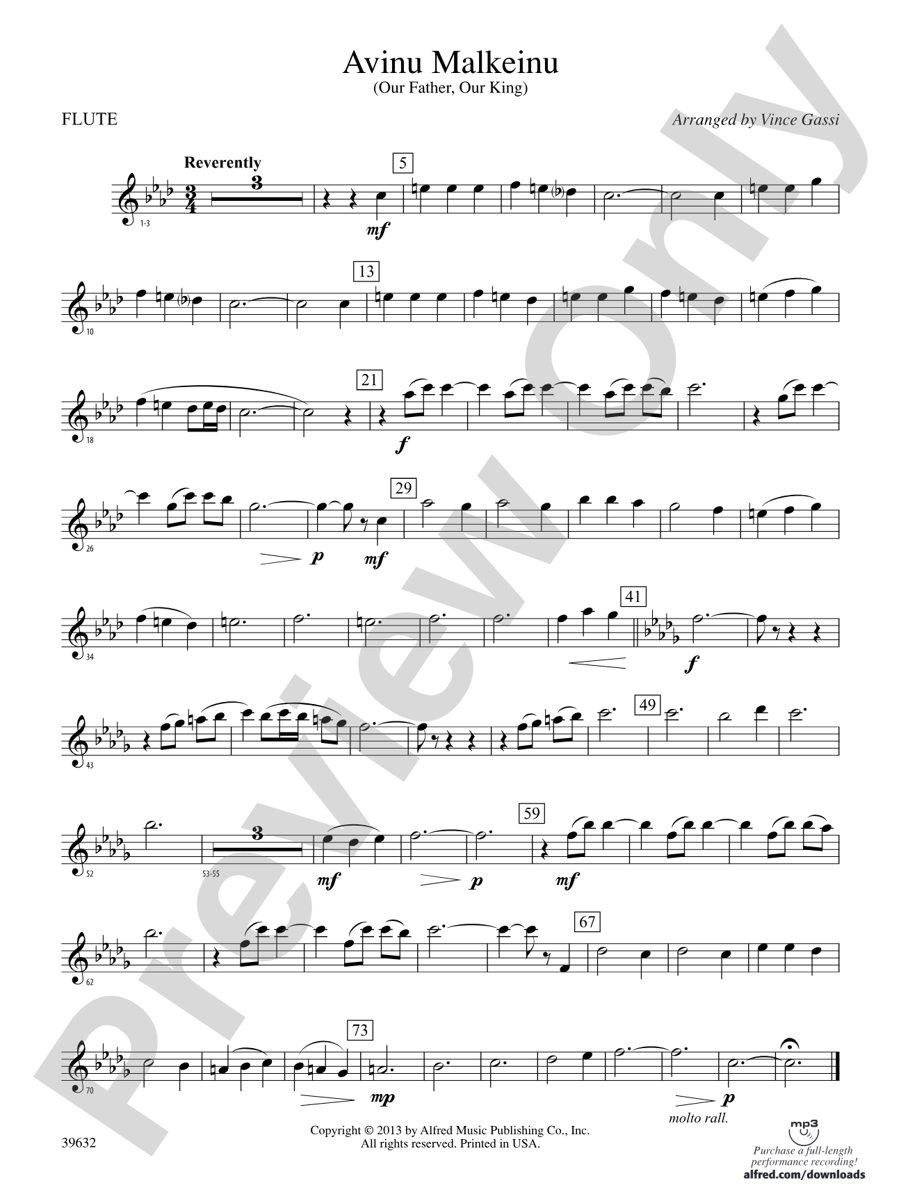 Avinu Malkeinu: Flute