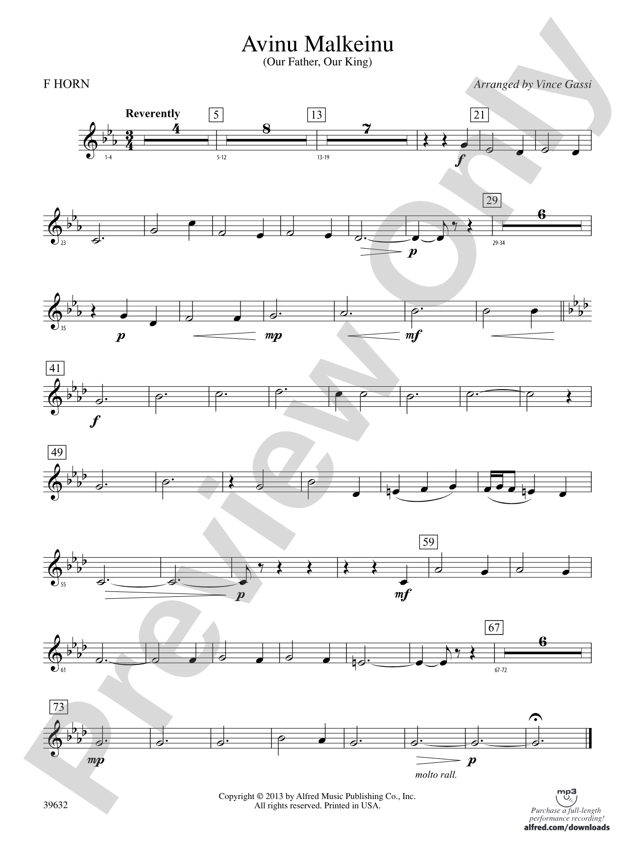 Avinu Malkeinu: 1st F Horn