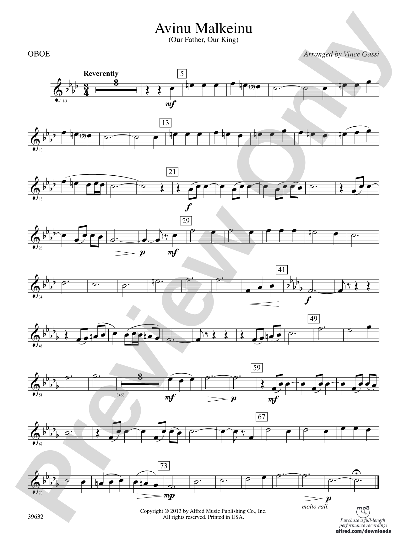 Avinu Malkeinu: Oboe