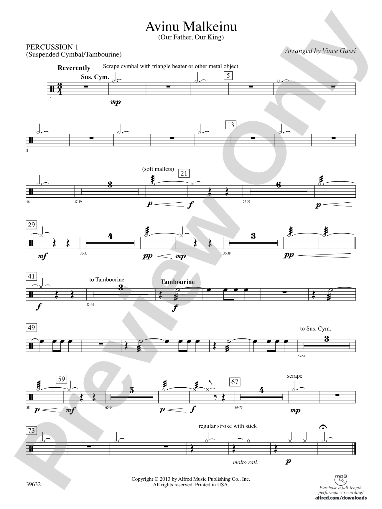 Avinu Malkeinu: 1st Percussion