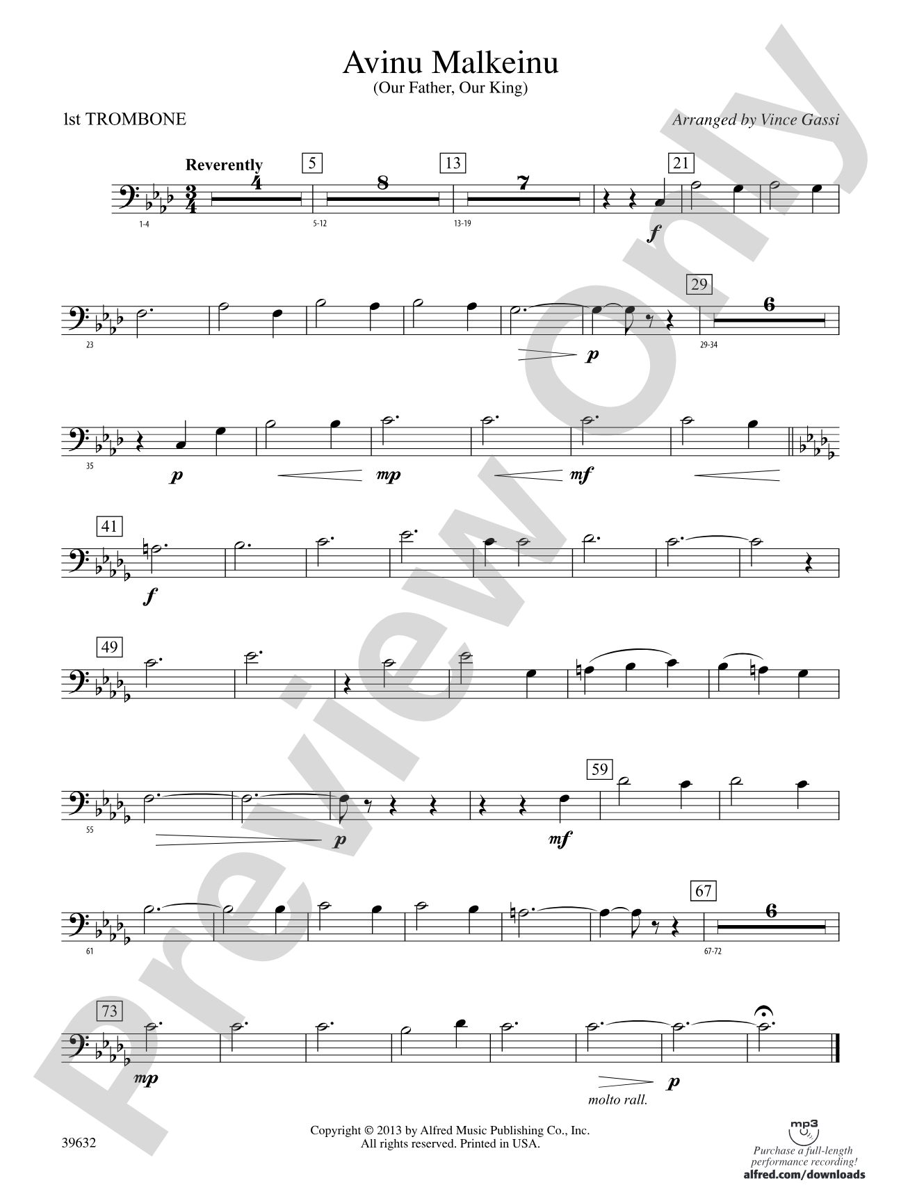 Avinu Malkeinu: 1st Trombone