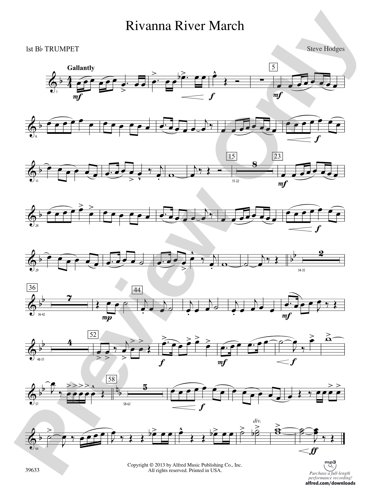 Rivanna River March: 1st B-flat Trumpet