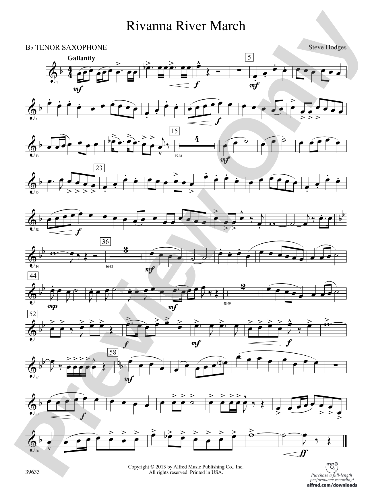 Rivanna River March: B-flat Tenor Saxophone