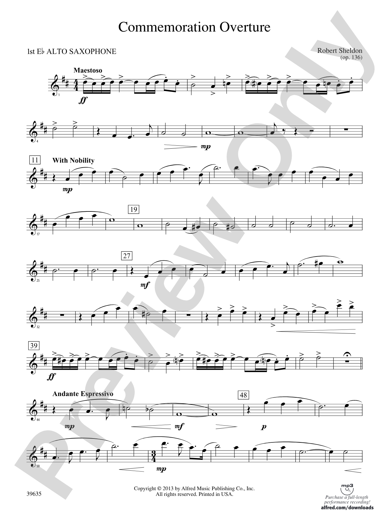 Commemoration Overture: E-flat Alto Saxophone