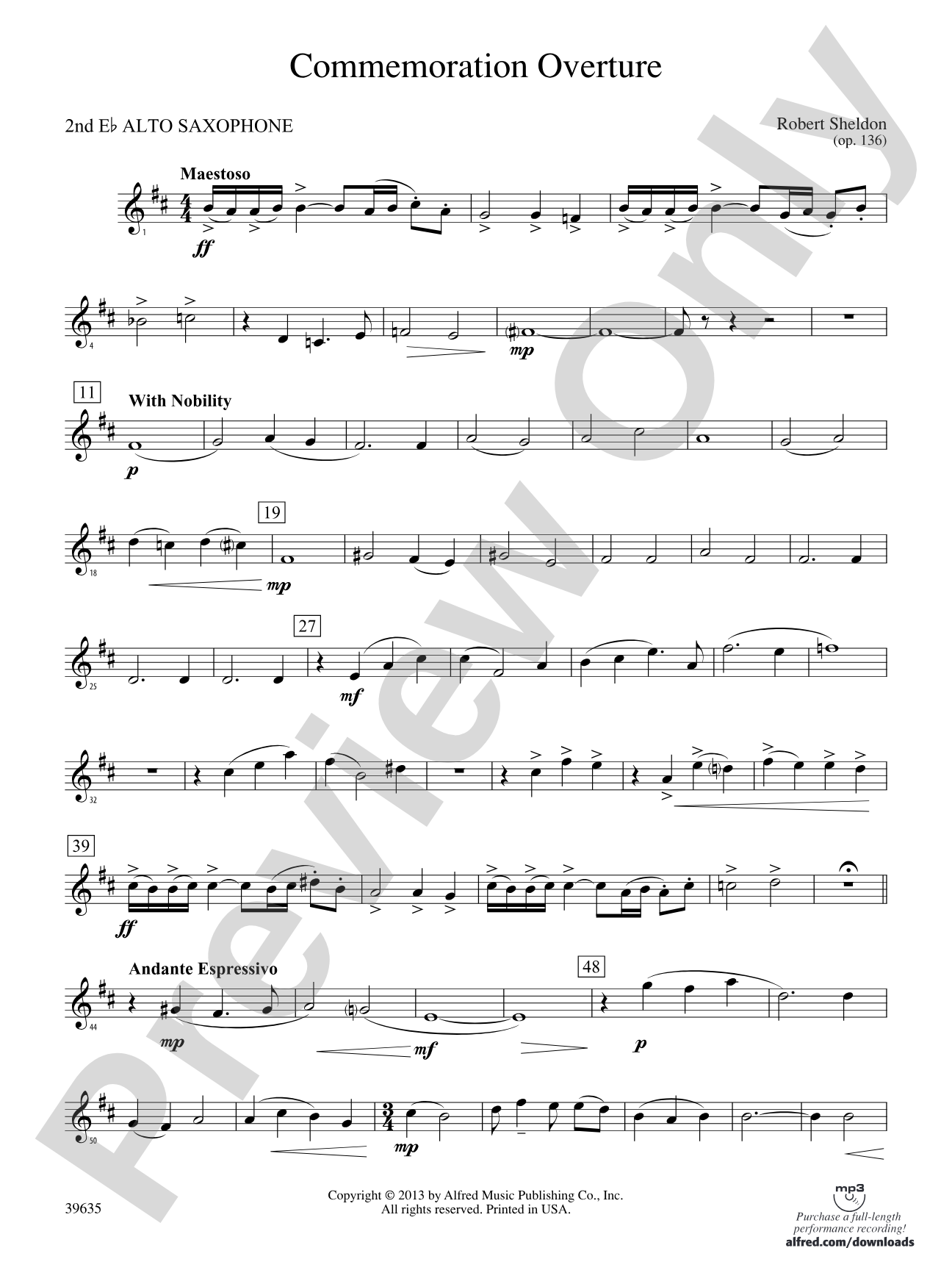Commemoration Overture: 2nd E-flat Alto Saxophone