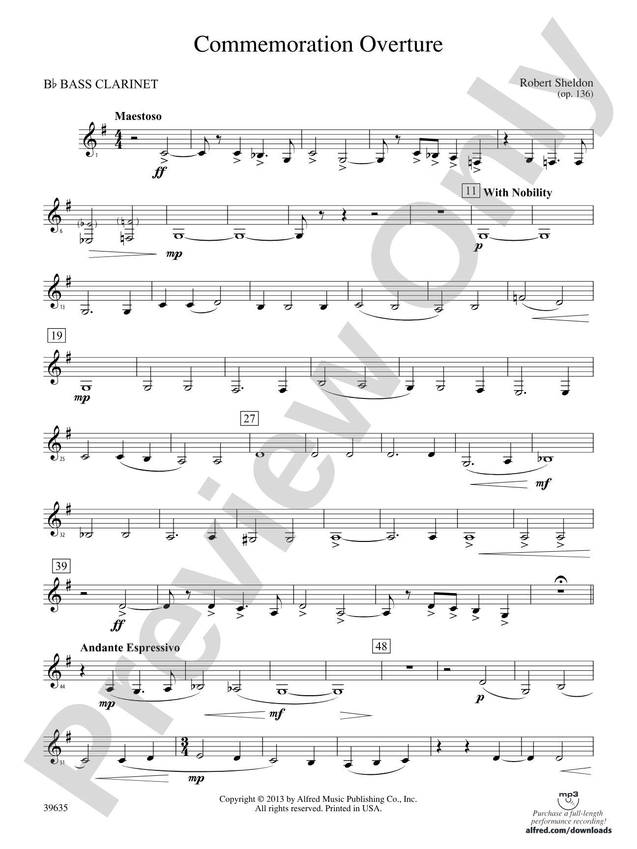 Commemoration Overture: B-flat Bass Clarinet