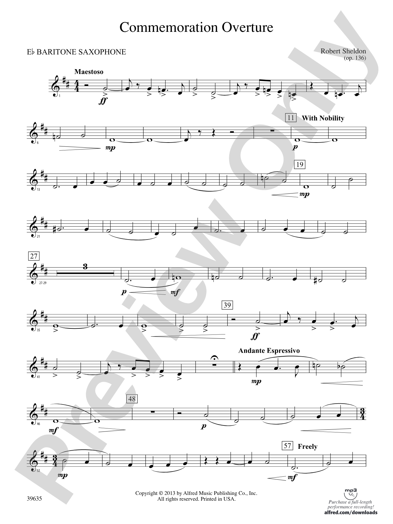 Commemoration Overture: E-flat Baritone Saxophone