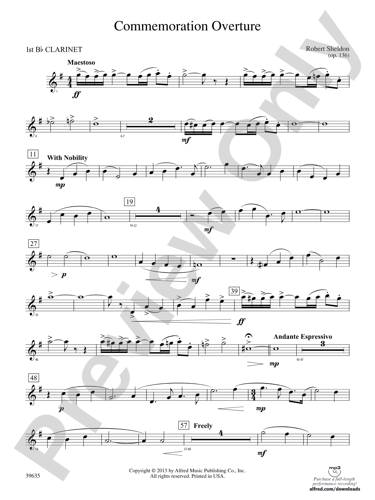 Commemoration Overture: 1st B-flat Clarinet