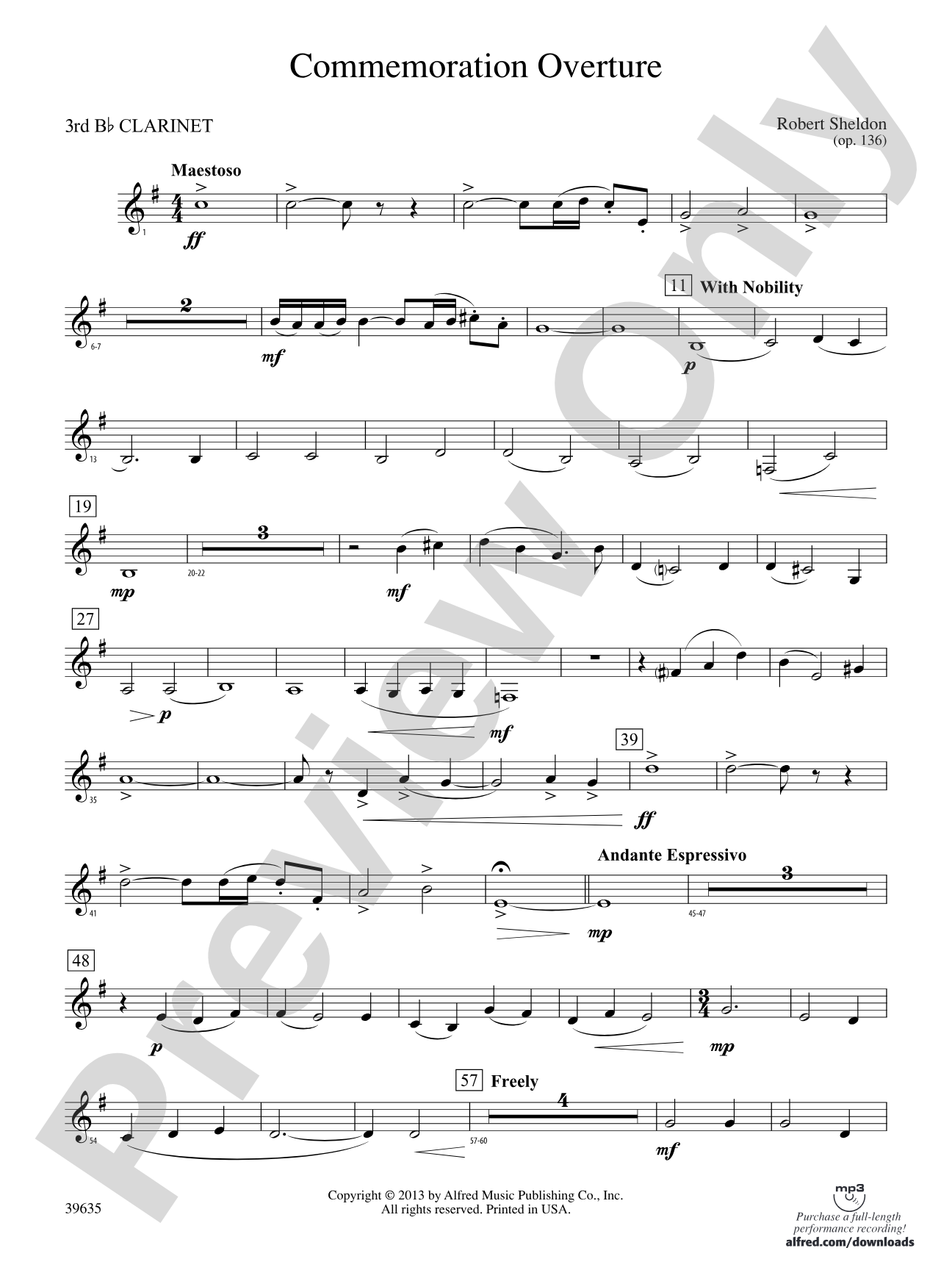 Commemoration Overture: 3rd B-flat Clarinet