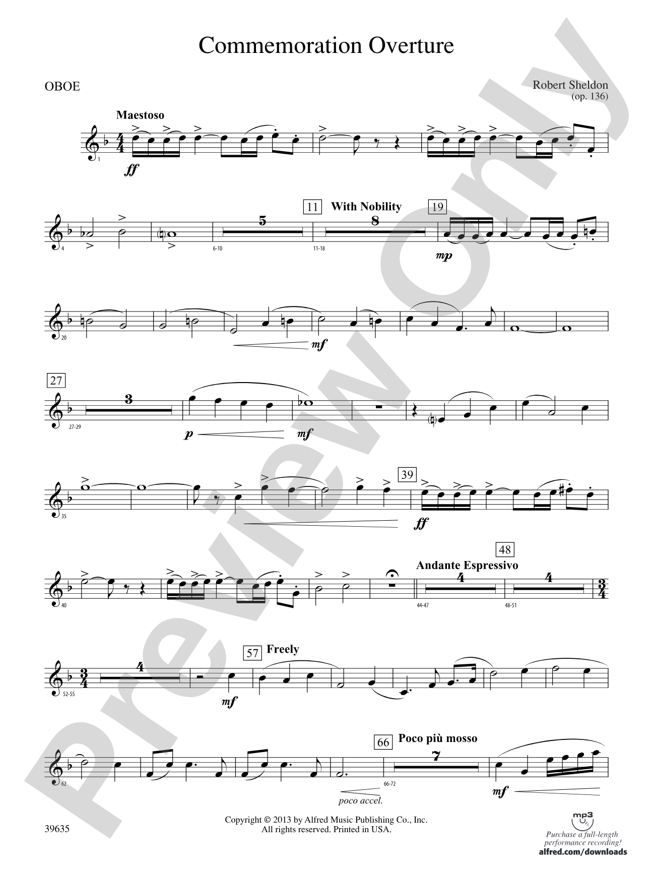 Commemoration Overture: Oboe