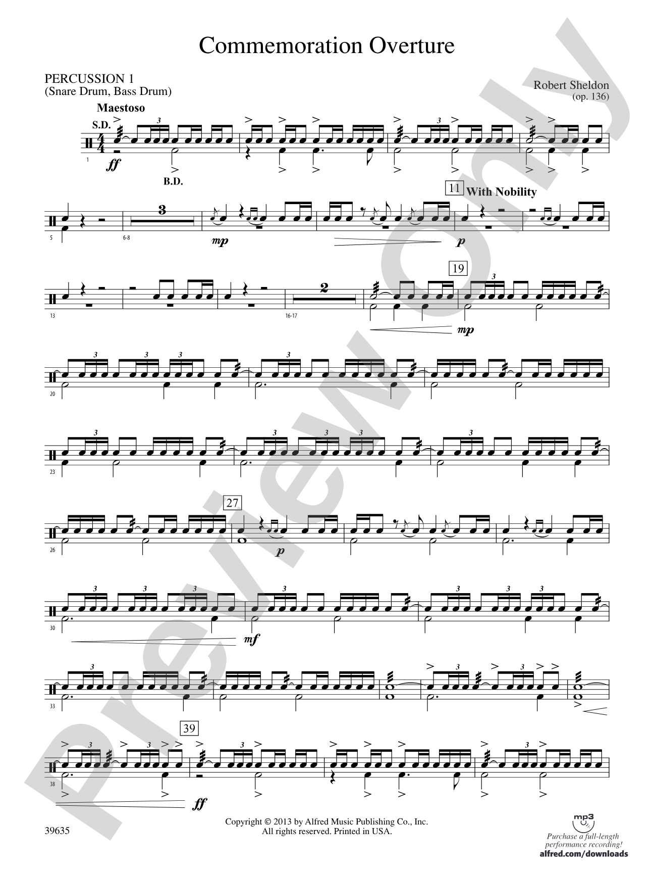 Commemoration Overture: 1st Percussion