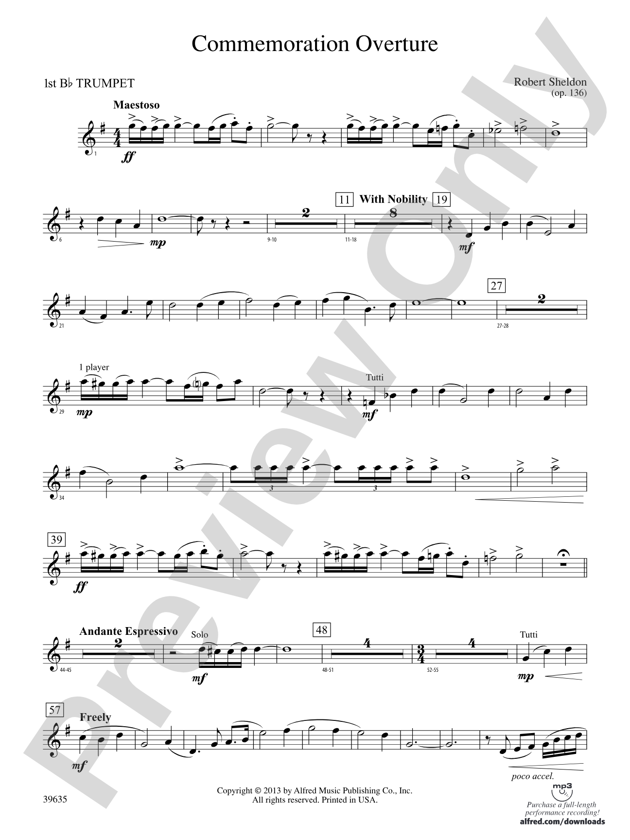 Commemoration Overture: 1st B-flat Trumpet