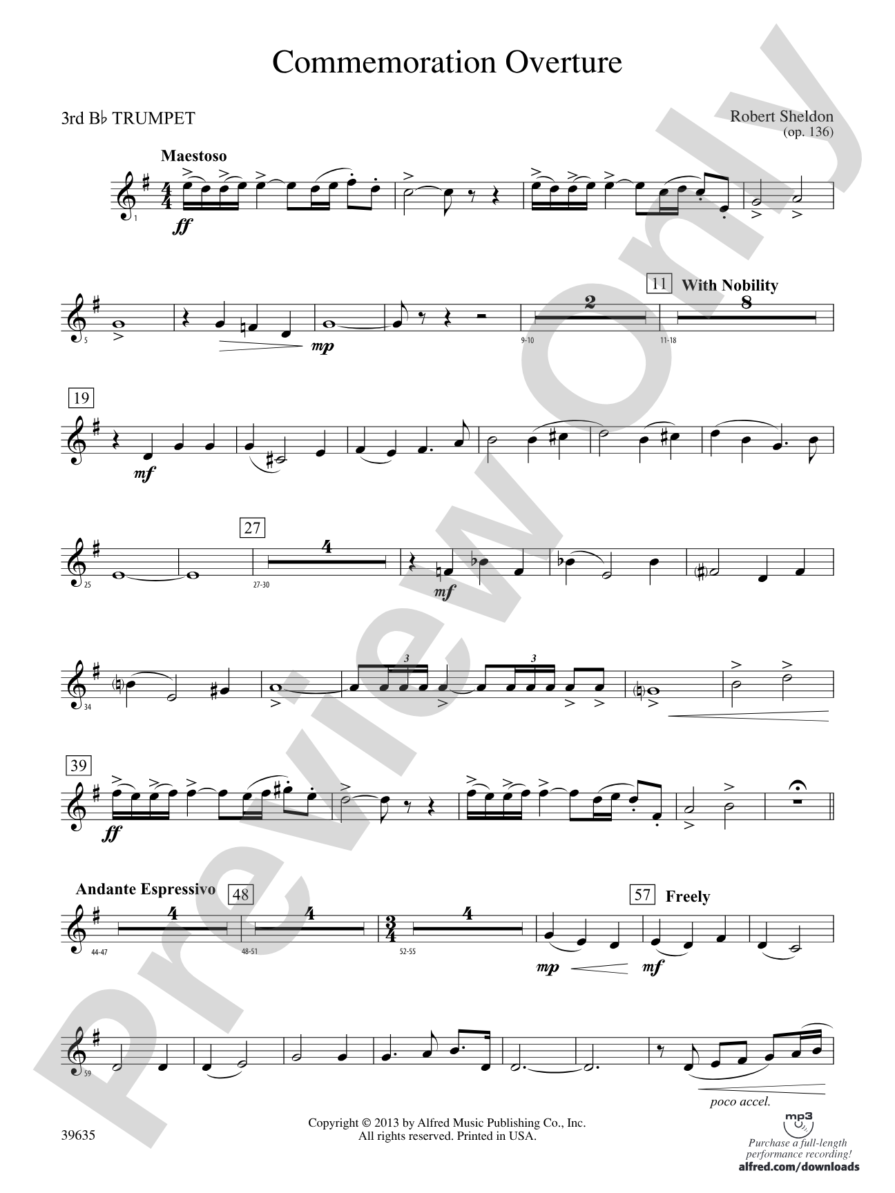 Commemoration Overture: 3rd B-flat Trumpet