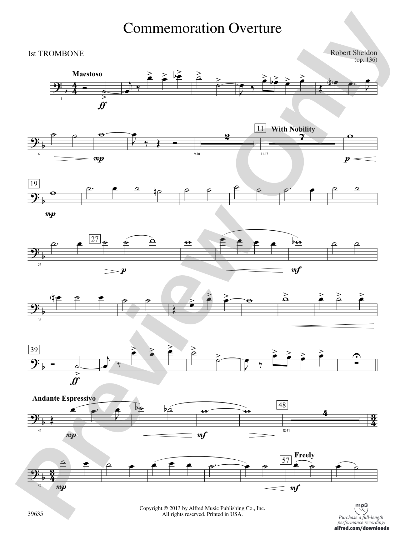 Commemoration Overture: 1st Trombone