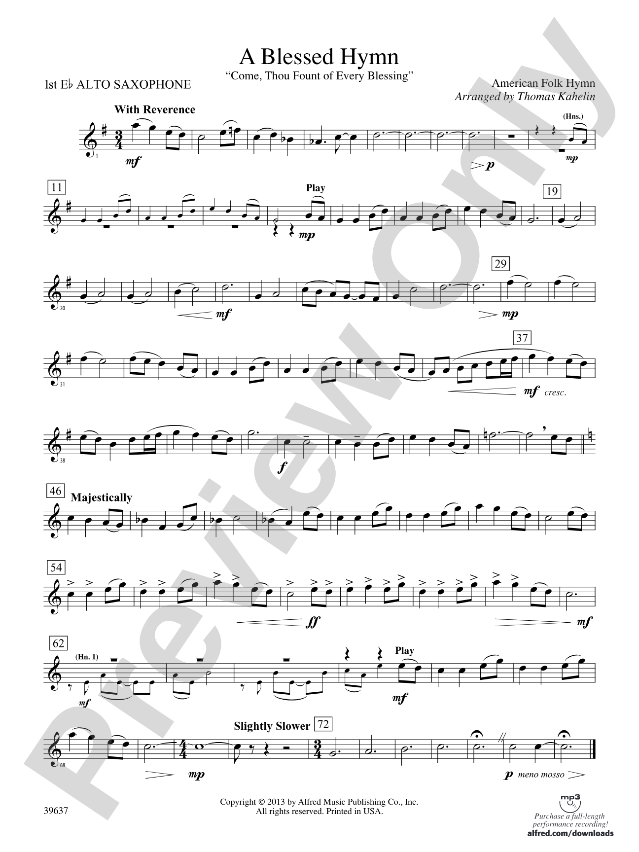 A Blessed Hymn: E-flat Alto Saxophone
