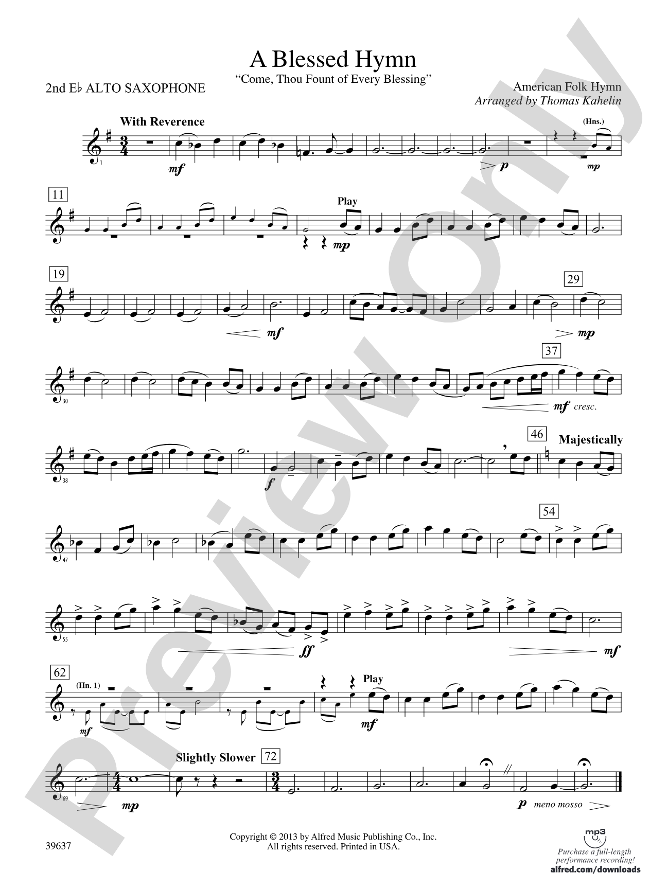 A Blessed Hymn: 2nd E-flat Alto Saxophone