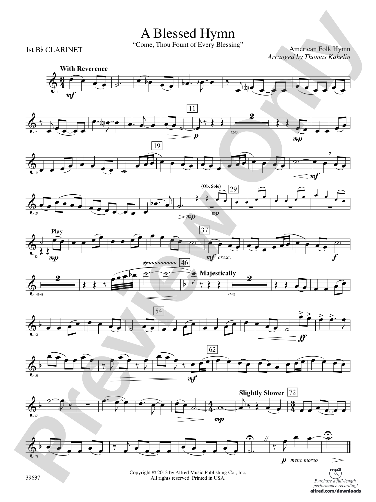 A Blessed Hymn: 1st B-flat Clarinet