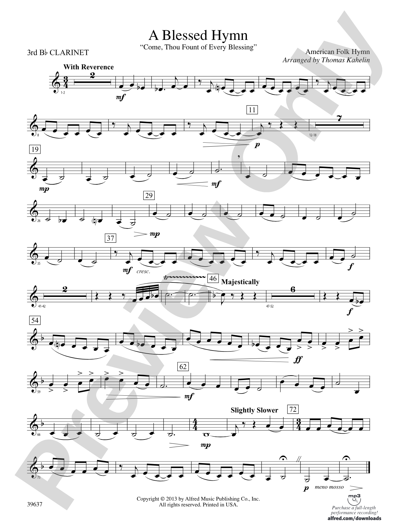 A Blessed Hymn: 3rd B-flat Clarinet