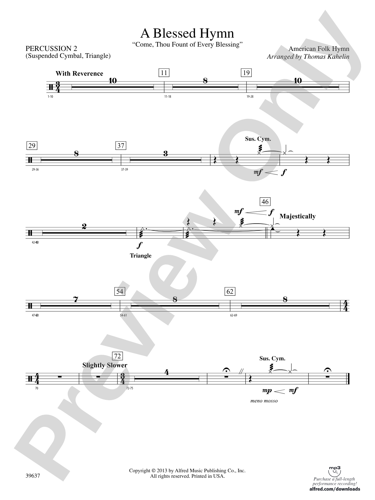 A Blessed Hymn: 2nd Percussion