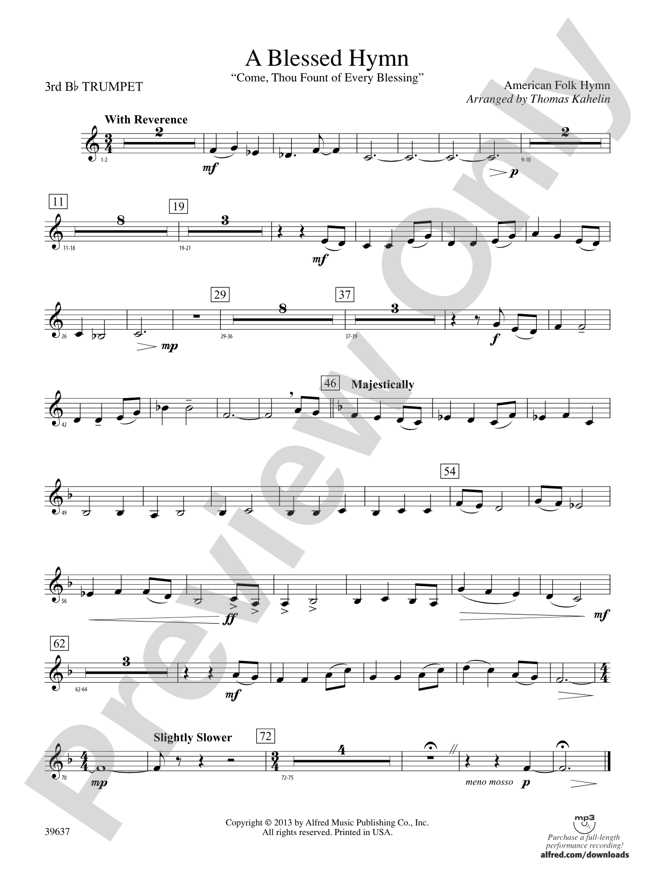 A Blessed Hymn: 3rd B-flat Trumpet