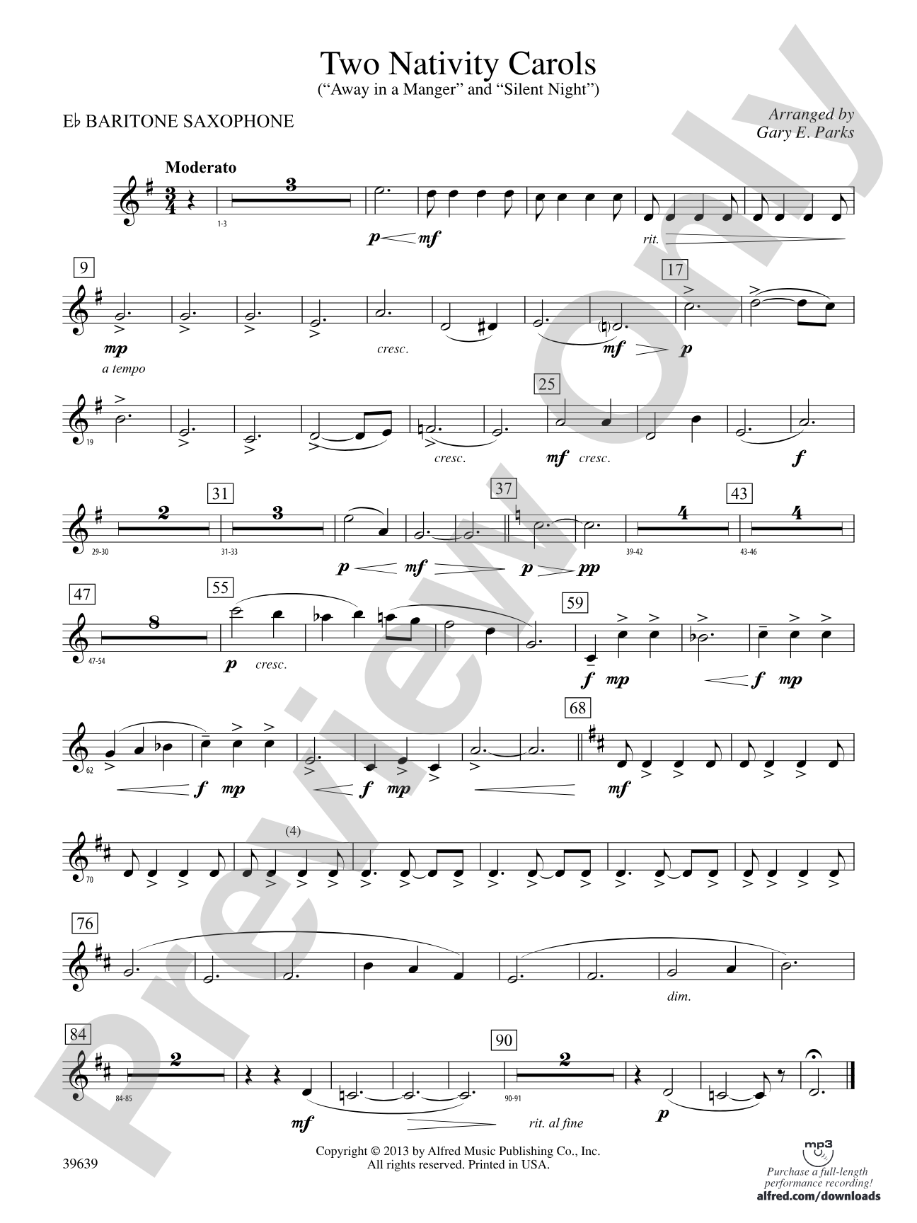 Two Nativity Carols: E-flat Baritone Saxophone