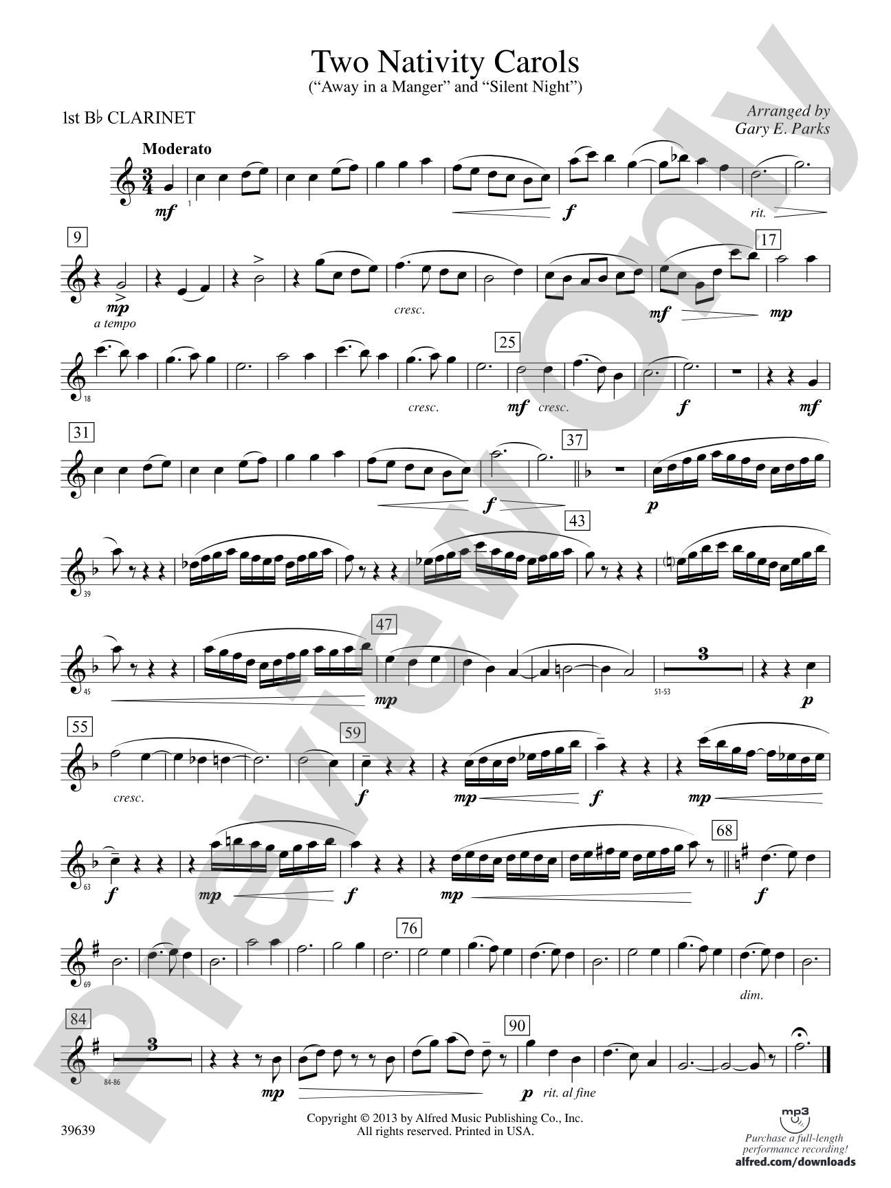 Two Nativity Carols: 1st B-flat Clarinet