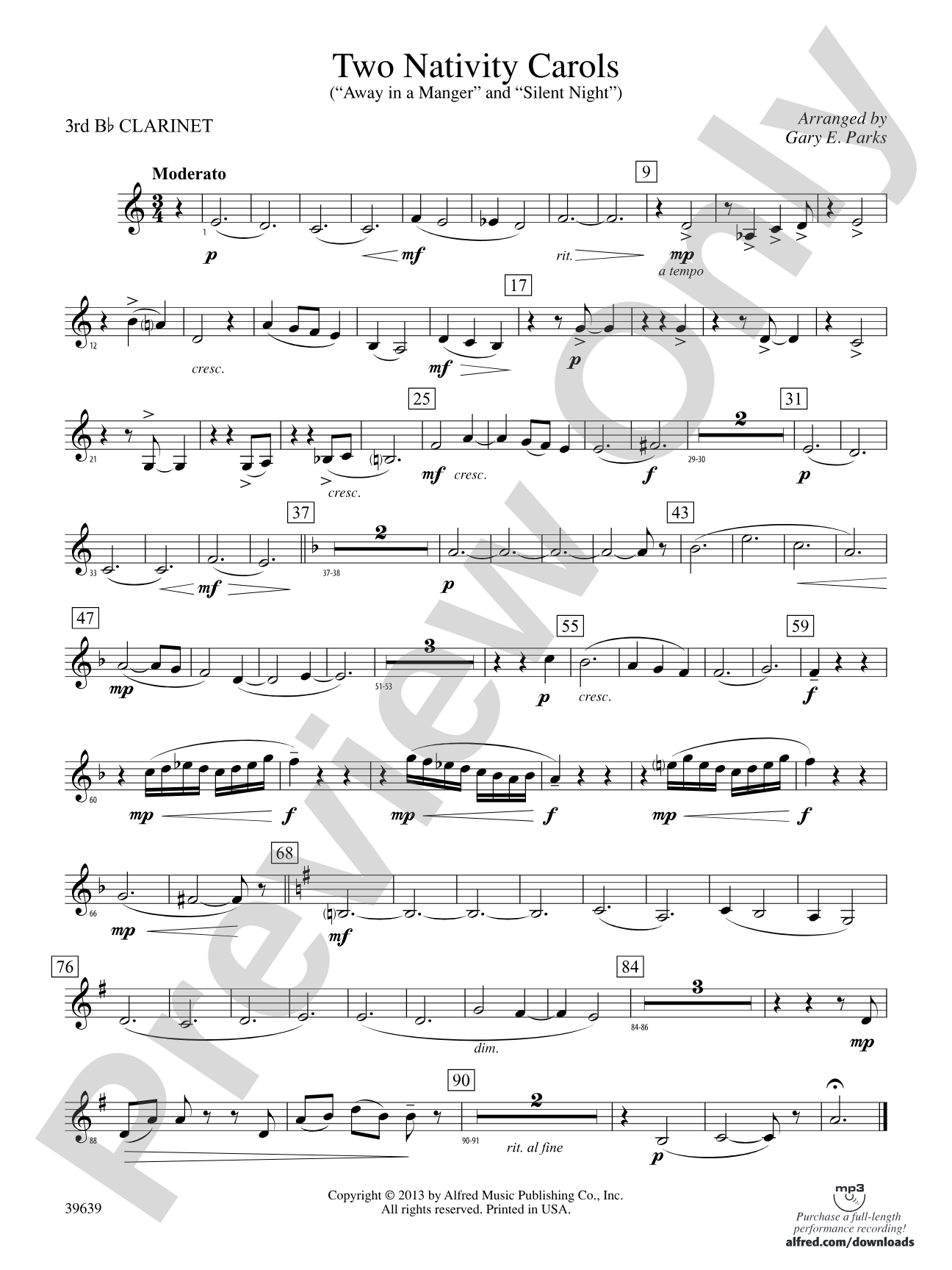 Two Nativity Carols: 3rd B-flat Clarinet