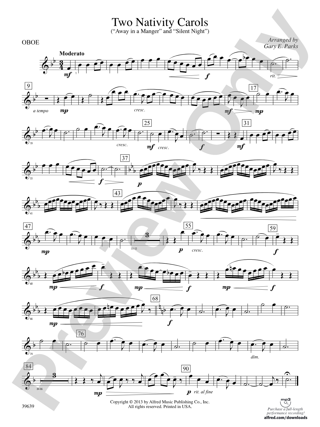 Two Nativity Carols: Oboe