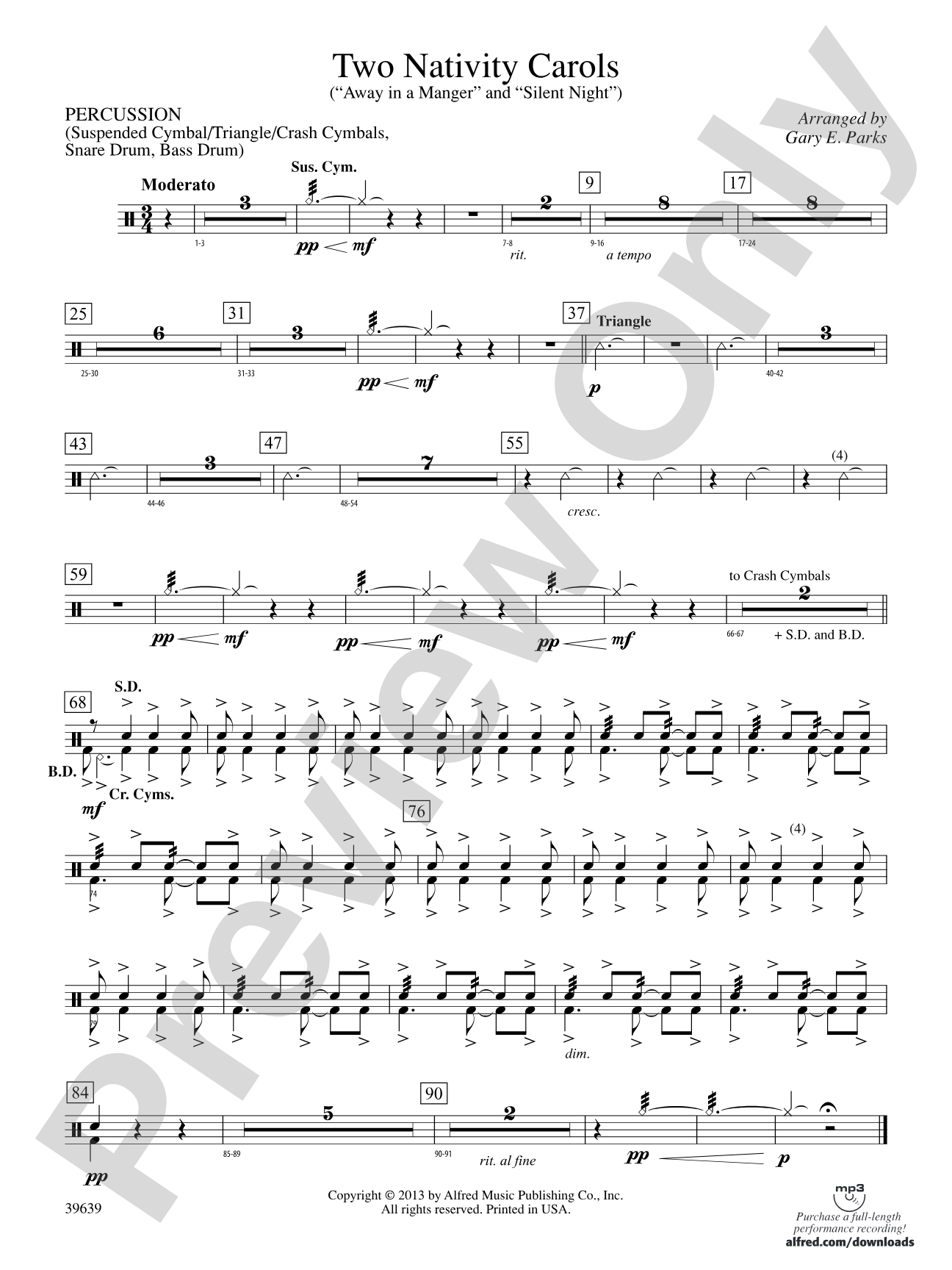 Two Nativity Carols: 1st Percussion