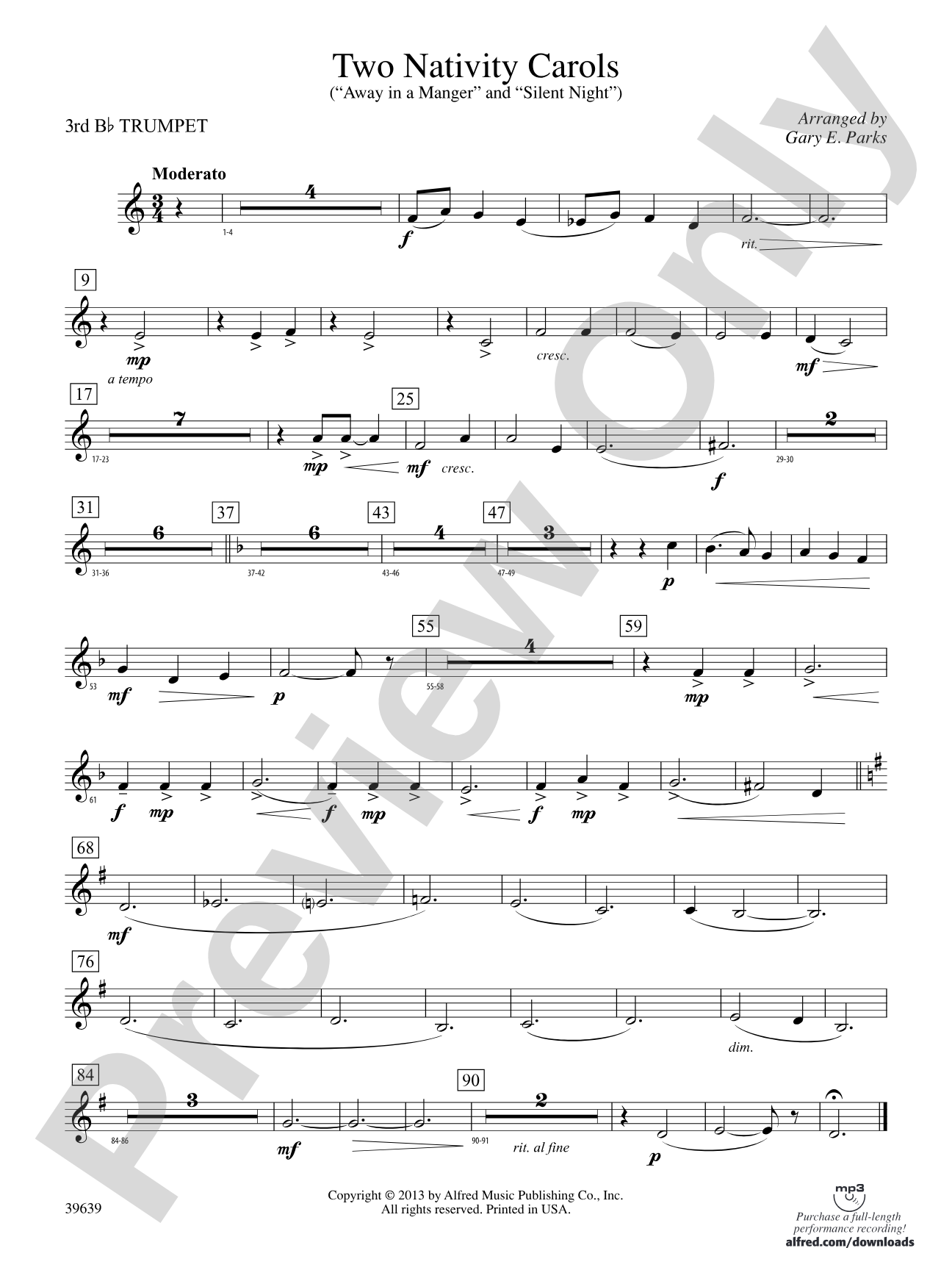 Two Nativity Carols: 3rd B-flat Trumpet