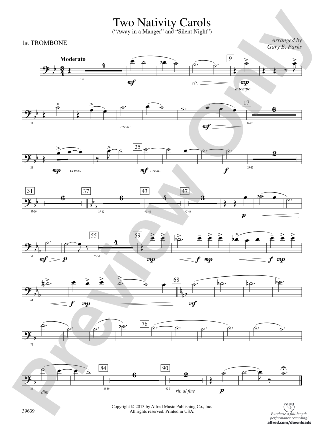 Two Nativity Carols: 1st Trombone