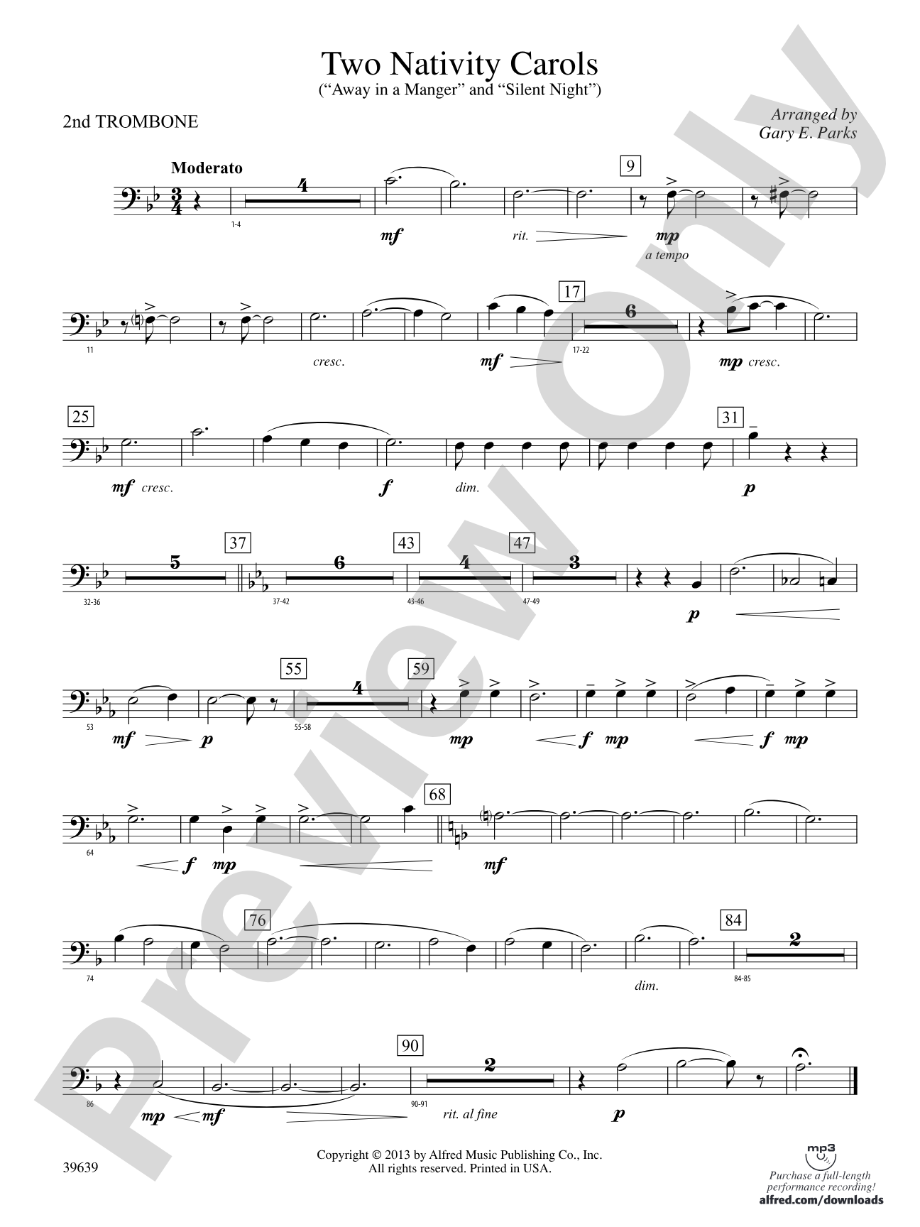 Two Nativity Carols: 2nd Trombone